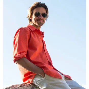 Dámská košile Propínací košile z bavlny-lnu, s dlouhými rukávy papája 43/44