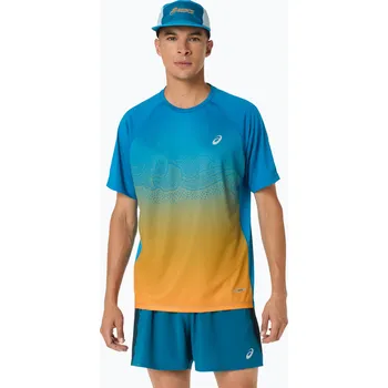 Pánské tričko Pánské běžecké tričko ASICS Road Fade SS Aegean Blue/Yamabuki