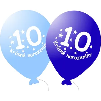Balónek balonky.cz Balónek modrý KRÁSNÉ NAROZENINY číslo 10 - 5 ks
