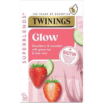 Čaj Twinings Glow zelený čaj s příchutí jahod, okurky a aloe vera 20 ks 40 g