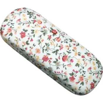 Tvrdé látkové pouzdro na brýle - Květinové, bílé