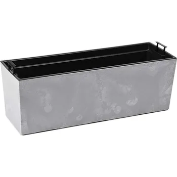 Květináč PLASTOVÝ KVĚTINÁČ BOUQUET 19X56 CM IMITACE BETONU ŠEDÁ