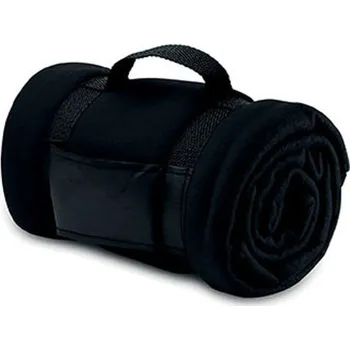 deka SOĽS Fleecová deka s uchem 150x120 SL04342 Černá 150 x 120 cm