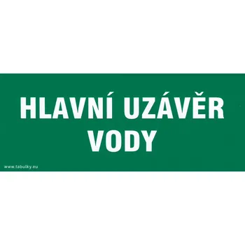 Hlavní uzávěr vody (plastová tabulka 210x87 mm)