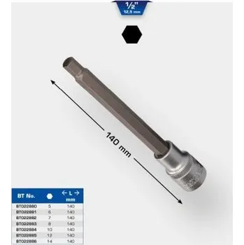 Gola hlavice Brilliant Tools BT022880 Nástrčný ořech s bitem 1/2", vnitřní šestihran, délka 140 mm, 5 mm