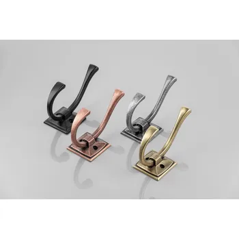 Věšák NÁBYTEK VĚŠÁK NA ZEĎ DVOJITÝ RETRO ČERNÝ MATNÝ