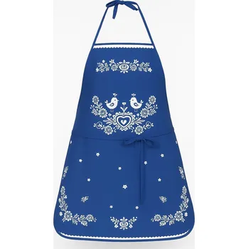 Kuchyňská zástěra Forbyt Kuchyňská zástěra Folk podklad modrý 64x76 cm