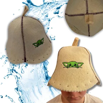 ČEPICE DO SAUNY - KLOBOUK DO SAUNY 100% OVČÍ VLNA BÉŽOVÁ BARVA