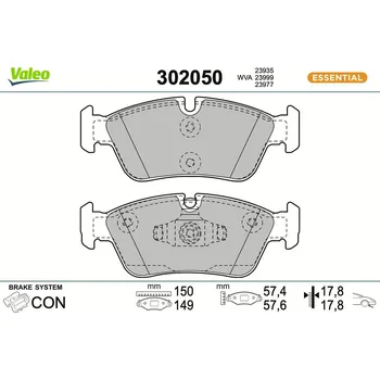 Brzdová destička Sada brzdových destiček, kotoučová brzda VALEO 302050