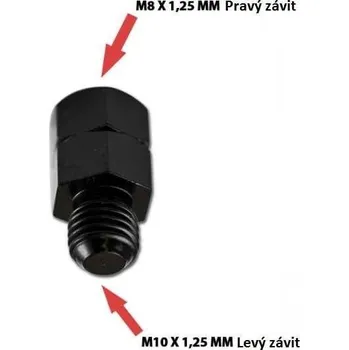 Zrcátko pro motocykl HSM Redukce na zrcátka na motorku, černá, M8 pravý => M10 levý