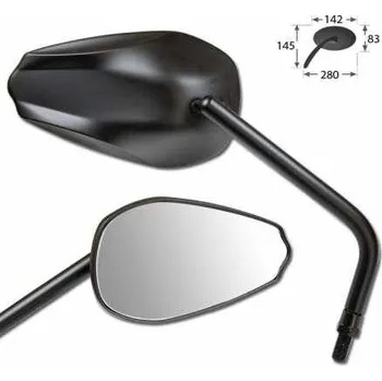 Zrcátko pro motocykl HSM Zrcátka na motorku COMO, hliníková univerzální, černá se závitem M10, homologovaná