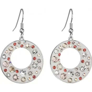 Náušnice Náušnice bižuterie se Swarovski krystaly šedé kulaté 51040.3 light peach