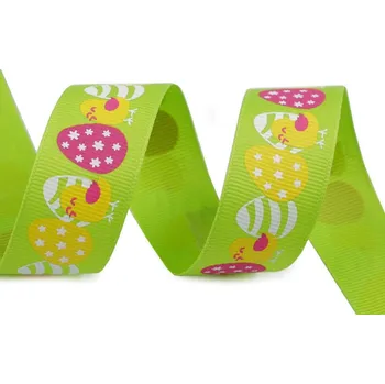 Velikonoční dekorace Velikonoční rypsová stuha šíře 25 mm - 2 zelená sv.