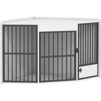 Bouda pro psa Pawhut Rohová klec pro psy a domácí mazlíčky bílá 64 x 113 x 80 cm