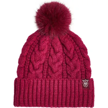 Čepice Victoria's Secret dámská zimní čepice Cozy Cable-Knit Pom vínová univerzální
