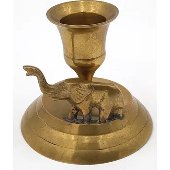 Luxusní starý mosazný držák svíček č.4 Slon (Mosazný držák na svíčky)