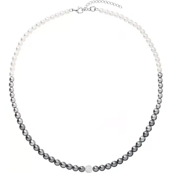 Náhrdelník Perlový náhrdelník bílo-šedý s Preciosa krystaly 32065.3