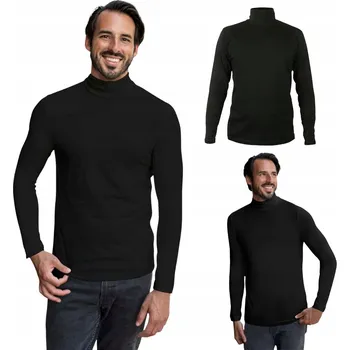 Pánské tričko Tričko s rolákem bavlněné pánské černé s dlouhým rukávem Captain Mike 4XL