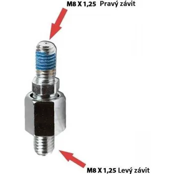 Zrcátko pro motocykl HSM Redukce na zrcátka na motorku, chrom, M8 pravý => M8 levý