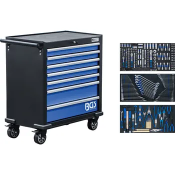 Dílenský vozík XL, 7 zásuvek, se 301 nástroji – BGS 6063