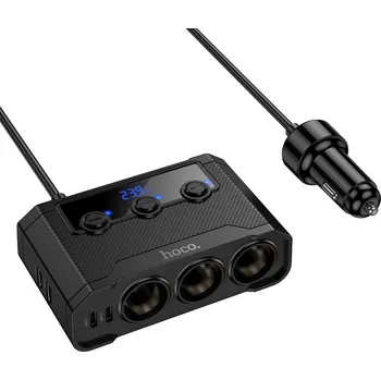 Hoco Z64 nabíječka do auta 2x USB/ 2x USB-C / 3x autozásuvka / 240W / 1m / černá