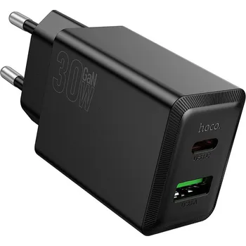 Hoco N71 nabíječka do sítě s výstupem USB-A + USB-C / 30W / PD, QC 3.0, FCP, AFC / černá