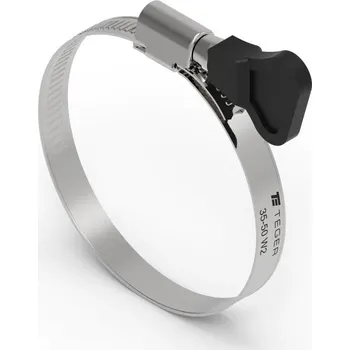 hadicová spona Hadicová spona s knoflíkem 35-50 (32-50) šnekový pohon ( objímka W2 - nerezová ocel ) šířka 9 mm (blistr) TEGER (8 kusů)