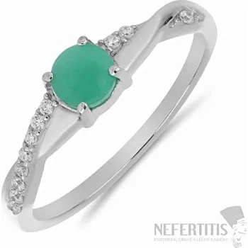 Prsten Prsten stříbrný s broušeným smaragdem Ag 925 012722 EM 62 mm (US 10), 1,7 g