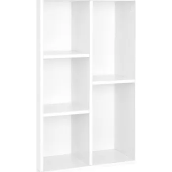 Nábytek Bílá knihovna s 5 přihrádkami, 80x50x24 cm, moderní design