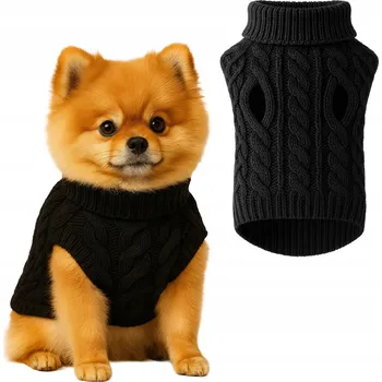 Obleček pro psa SVETR PRO PSA KOČKU NA PODZIM ZIMU TEPLÝ ROLÁK OBLEČEK MIKINA SVETŘÍK L