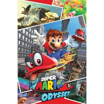Obraz Plakát Super Mario Odyssey Koláž Plakát z hry bez rámu 61 x 91,5 cm