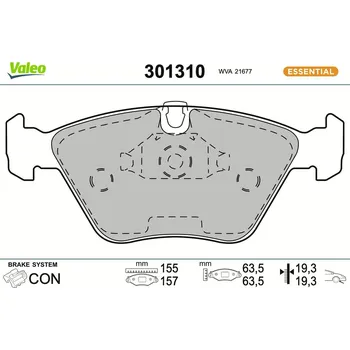 Brzdová destička Sada brzdových destiček, kotoučová brzda VALEO 301310