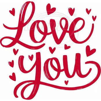 Textilní nažehlovací páska Dante Nažehlovačka Love you červené - 6 x 2 cm
