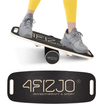 Balanční deska 4FIZJO Dřevěná balanční deska BALANCE BOARD 4FIZJO KAŠTANOVÁ|ČERNÁ