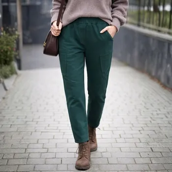 Dámské kalhoty Dámské Kalhoty s Prošíváním Italské Tmavě Zelené