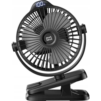Domácí ventilátor Minthouz Stolní ventilátor s klipem, 8000 mAh, USB ventilátor, 5 rychlostí