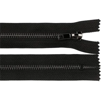 Zip Kovový zip No 5 délka 16 cm (jeansový) - černá platina