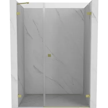 Mexen Lunar-B, pravé otočné sprchové dveře 145 cm, 8mm čiré sklo, zlatý matný profil, 832S-145-050-55-00-P