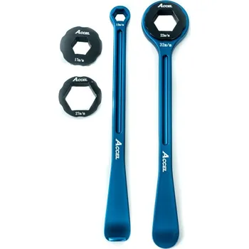 Osvětlení pro motocykl ACCEL sada montážních pák na pneumatiky (23+24cm) ALU7075 kované s klíči 10,13,17,22,27,32 mm barva světle modrá (montážní páka na pneu) (ACCEL sada montážních pák na pneumatiky (23+24cm) ALU7075 kované s klíči 10,13,17,22,27,32 mm barva světle modrá)