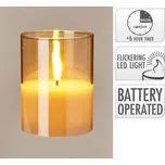 Led svíčka ve skle s časovačem 75x75x100 mm - kouřová