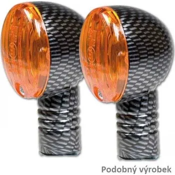 Osvětlení pro motocykl HSM Blinkr Micro Flash na motorku, oranžové sklo, karbon, dlouhé, M10