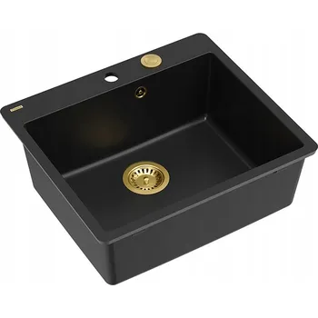 Granitový dřez Jednokomorový granitový dřez Quadron Morgan 110 černý + SIFON