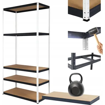Dílenský regál Kovový regál do skladu HELIOS 180x110x35cm 5 polic x 175kg - ODOLNÝ