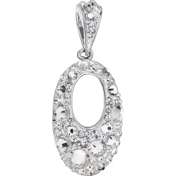 Přívěsek Stříbrný oválný přívěsek s bílými Swarovski krystaly 74089.1