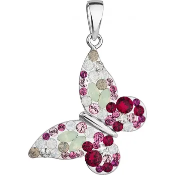 Přívěsek Stříbrný přívěsek s krystaly Swarovski červený motýl 34192.3 sweet love