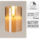 Led svíčka ve skle s časovačem 50x50x70 mm - kouřová