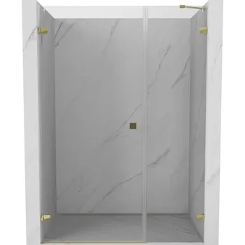 Mexen Lunar-B, levé otočné sprchové dveře 135 cm, čiré sklo, zlatý profil, 832S-135-050-50-00-L