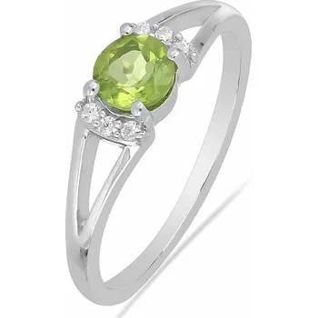 Prsten Prsten stříbrný s broušeným olivínem a zirkony Ag 925 015090 PD 59 mm (US 9) 1,5 g