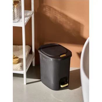 Odpadkový koš Sinsay - Rýhovaný koš na odpadky s víkem - černá - 158HO-99X - 158HO-99X-ONE