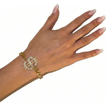 Karnevalový doplněk Kovový náramek dolar s kamínky